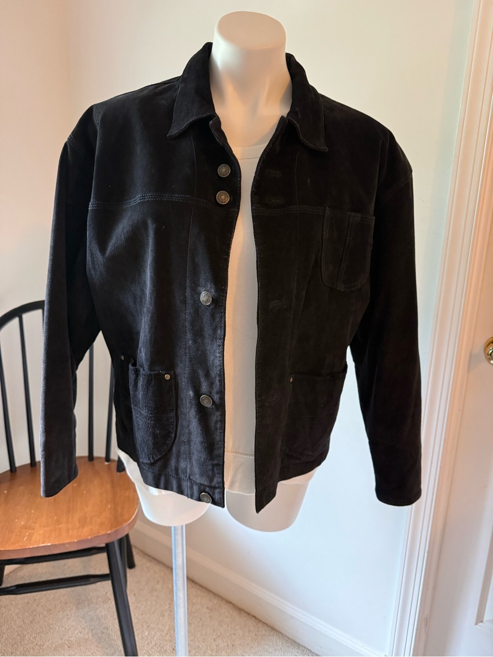 VINTAGE Express Black Suede Jacket - Women Size M